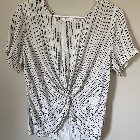 Potters Pot Front Knot Crop Short Sleeve Blouse S - Picture 1 of 2